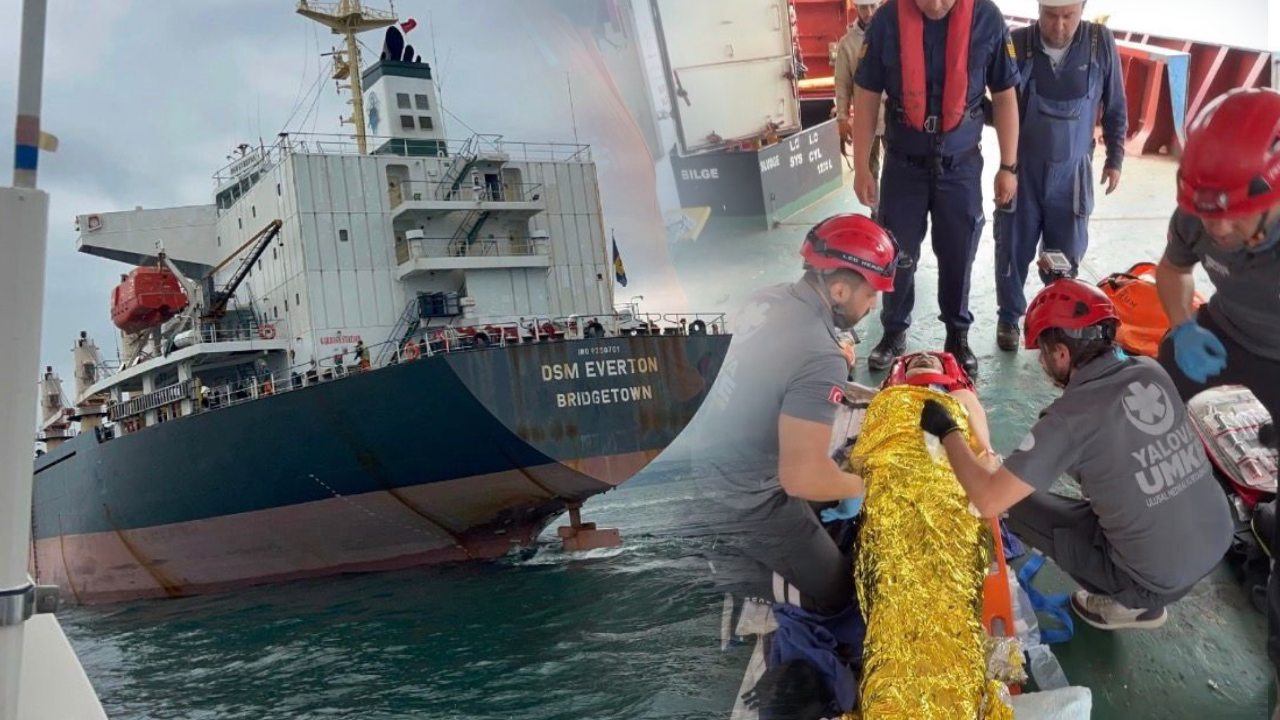 Marmara Denizi'nde gemide kaza: Yüksekten düşen gemici tahliye edildi