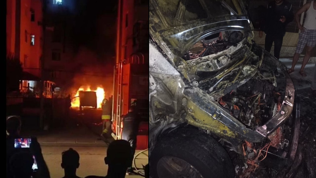 Gece yarısı alevleri görenler itfaiyeyi aradı: Park halindek