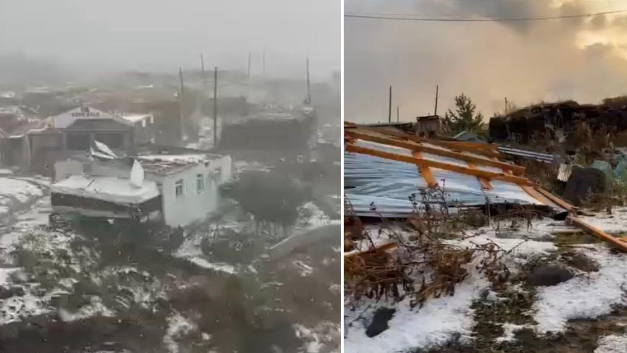 Yaz ortasında kışı yaşadılar: Önce dolu sonra fırtına 20'den fazla evin çatısı uçtu