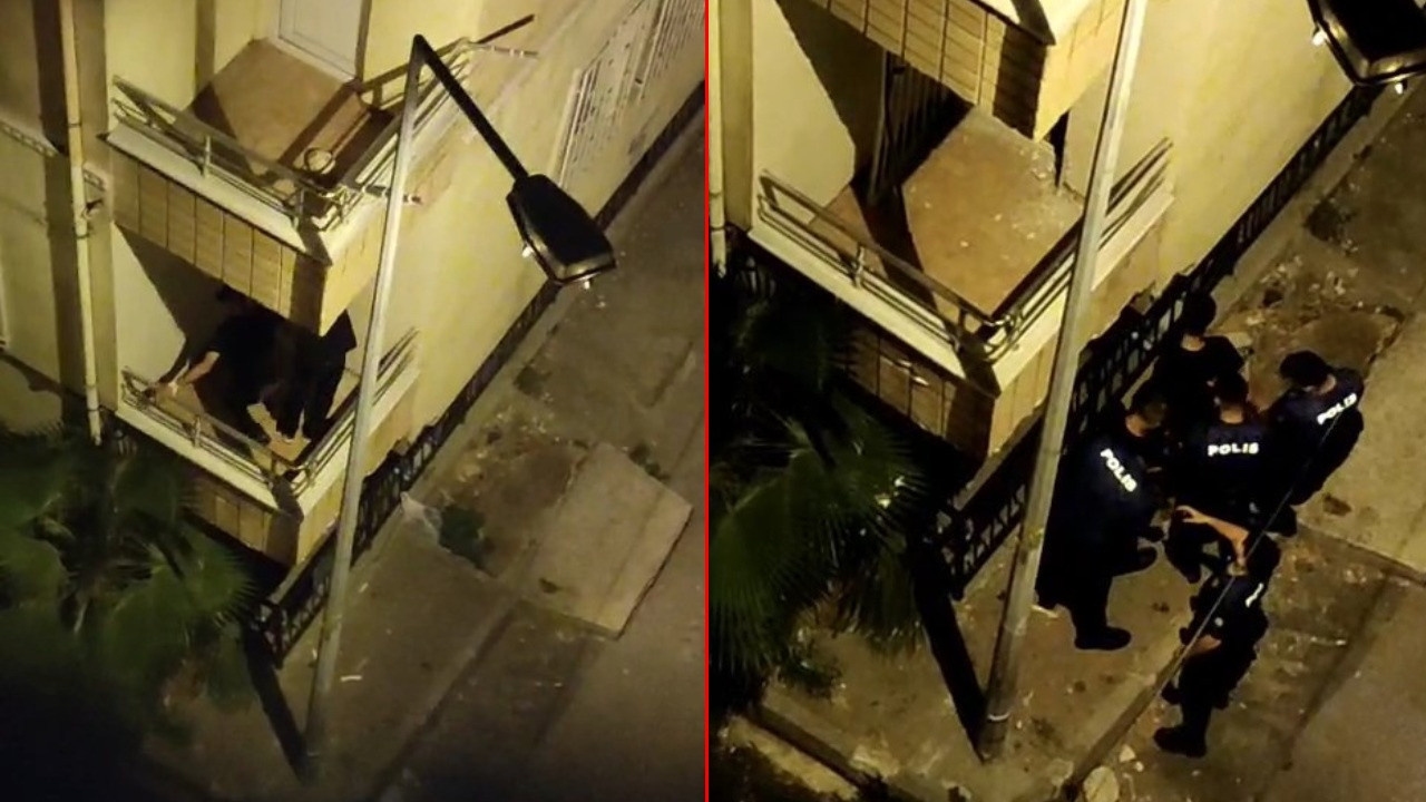 Mahallelinin dikkati sayesinde hırsızlar balkonda yakalandı