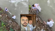 Derede balık avlarken akıntıya kapılan amca ve yeğenin son anları kamerada