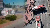 Büyükçekmece'de itfaiye aracının devrildiği feci kaza kamerada: 3 itfaiye eri yaralı!