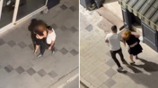 Sokakta sürüklenen kadın çığlık atarak yardım istedi! "Beni öldürecek yardım edin"