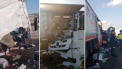 Emniyet şeridinde duran TIR’a başka bir TIR çarptı! Ortalık savaş alanına döndü