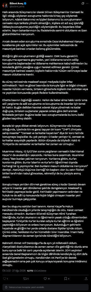 Bülent Arınç Süleymancılar operasyonunu eleştirdi! Kendisine sorulan soruyu iki bakana yöneltti - Resim : 3