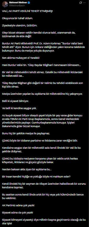 AKP'li vekilin valinin tehdidini kamuoyuna açıklaması Mehmet Metiner'i kızdırdı - Resim : 2