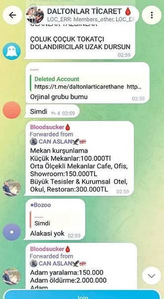 Telegram'da Daltonlar Ticaret grubu: Okul kurşunlama 300 bin lira - Resim : 1