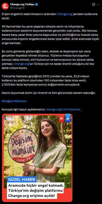 Change.org'un erişim engeli kaldırıldı - Resim : 1