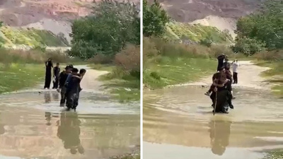 Derede zamanla yarış: 5 çocuk mahsur kaldı, itfaiye sırtında taşıdı