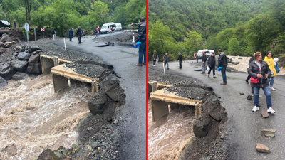 Artvin'de sağanak! Dere taştı köprü hasar gördü: 8 köy yolu ulaşıma kapandı