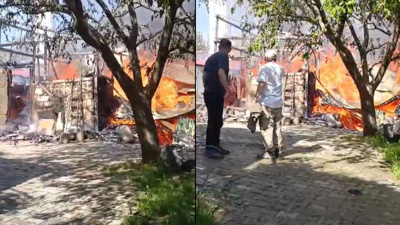 Tokat'ta korkutan yangın: Köylüler alevlere hortumlarla müdahale etti
