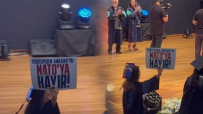 Yeditepe Üniversitesi mezuniyetinde NATO protestosu