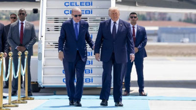Trump onun için yapılan havalimanına indi: Erdoğan böyle karşıladı