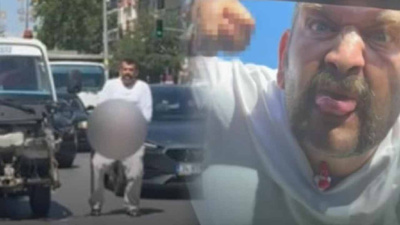 Trafik magandası fermuarını da indirdi: Cadde ortasında pes dedirten görüntüler