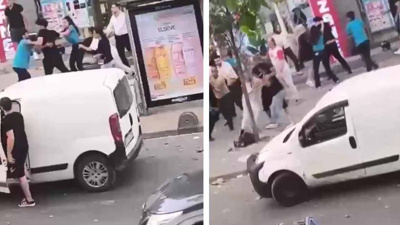 Karpuz çekirdeği yüzünden ortalık bir anda karıştı! Tekme ve yumruklarla birbirlerine girdiler