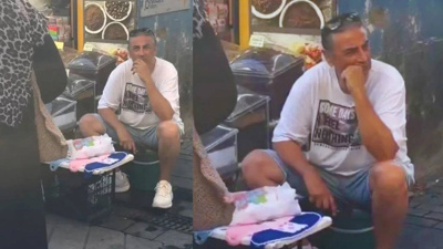 Şarkıcı Çelik pazar tezgahının başına geçip banyo lifi sattı