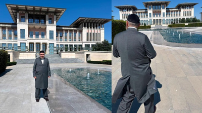Menzil tarikatından Saray'a ziyaret: Havuz başında poz verdi
