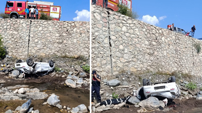 Otomobil dereye uçtu 2 kişi hayatını kaybetti