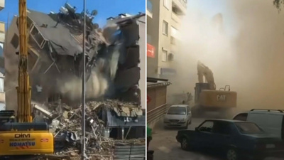 5 katlı bina yıkım sırasında bir anda çöktü: O anlar kamerada
