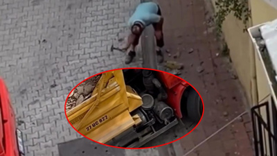 Dönemeyince halkın kaldırımını kırdı! Vatandaşlar sosyal medyadan ihbar etti