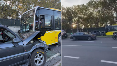 Cip bir anda karşı yöne geçti İETT otobüsüyle çarpıştı: 3 yaralı