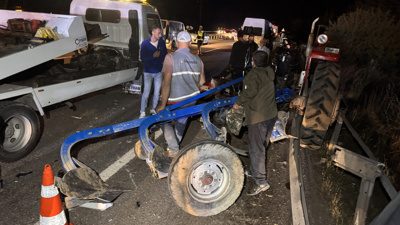 Traktör minibüs ve otomobiller birbirine girdi : Zincirleme kazada 7 yaralı