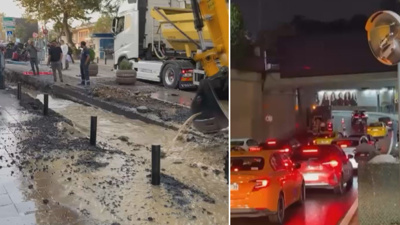 İstanbul’da su borusu patladı cadde ve alt geçit göle döndü