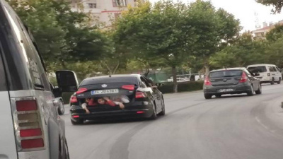 Konya'da 3 çocuğun otomobil bagajında yolculuk ettiği görüntülendi