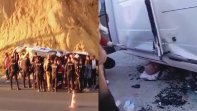 Polis aracı devrildi: 1 yaralı