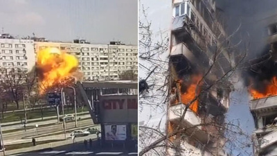Rusya'nın Zaporijya bölgesine yaptığı füze saldırısı kamerada