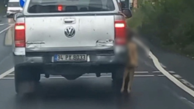 Pes dedirten görüntüler! Köpek böyle asılı kaldı...