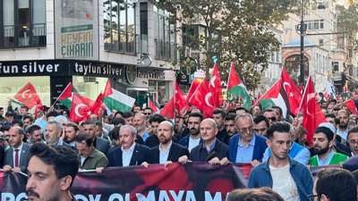 Filistin Yürüyüşünde Bilal Erdoğan ile Soylu Yan Yana