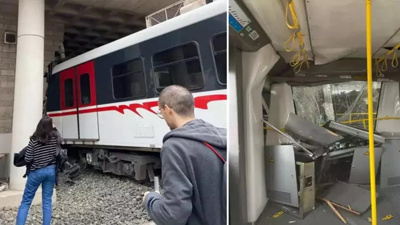 İzmir'de Metro Raydan Çıktı, Duvara Çarptı!