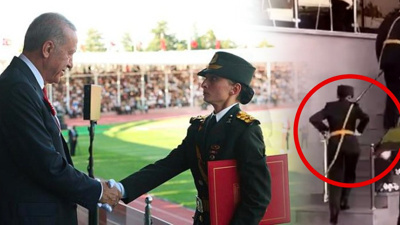 Kadın teğmen Erdoğan'a saygıda kusur etmemişti! Üstünü başını böyle düzeltmişti