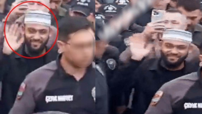 'Kabe'de Hacılar' ilahisiyle ünlenen Celal Karatüre'ye polis koruması! Çevik kuvvet eşliğinde halkı selamladı