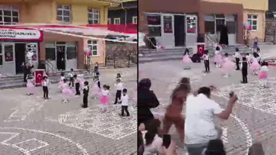 Anaokulu etkinliği yarıda kesildi: Öğretmenin kafasına tabela düştü