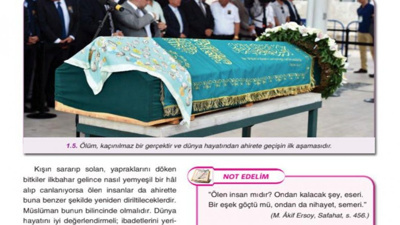 11. sınıf 'Din' kitabında ayrıntılı kefenleme, cenaze ve tabut fotoğrafları yer aldı