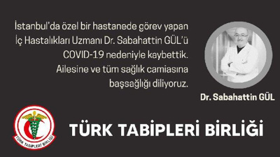 Bir doktor daha koronavirüs nedeniyle hayatını kaybetti