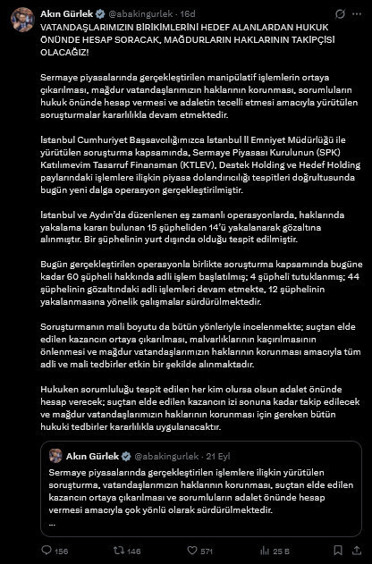 Son Dakika | Katılımevim, Destek ve Hedef Holding operasyonu: Bakan Gürlek duyurdu - Resim : 2