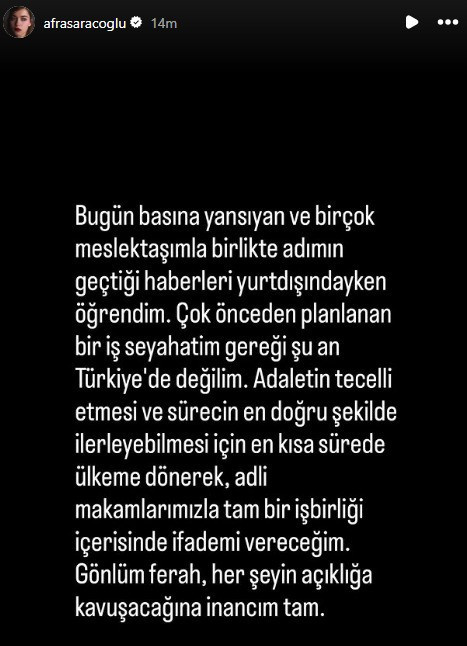 Afra Saraçoğlu gözaltı haberini yurt dışında aldı! Açıklama geldi - Resim : 3