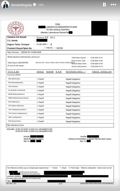 Uyuşturucu testi pozitif çıkan Kenan Doğulu'dan ilk açıklama! Kendi yaptırdığı testin sonucunu paylaştı - Resim : 3