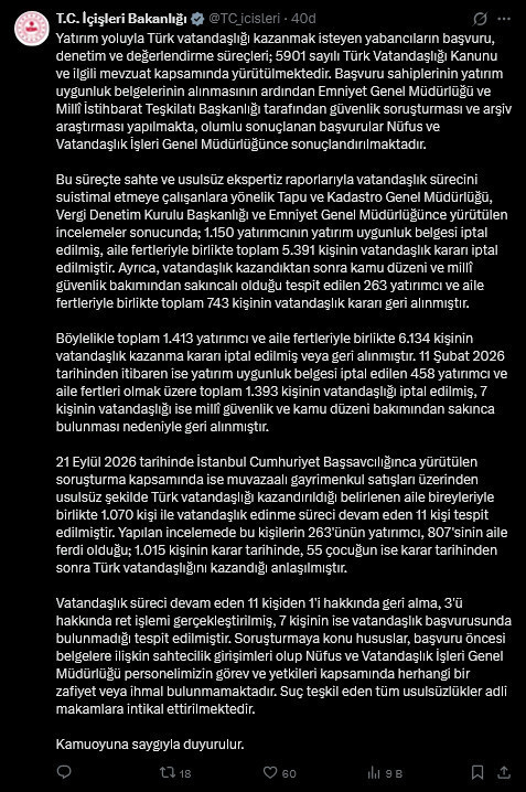 Son Dakika | Binlerce kişinin Türk vatandaşlığı iptal edildi! İçişleri Bakanlığı duyurdu - Resim : 2