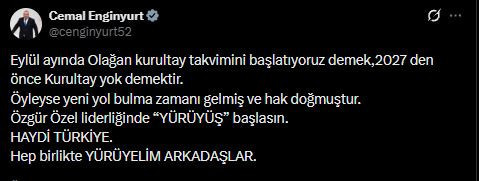 Bu mesaj yeni partinin sinyali mi? Cemal Enginyurt'tan çok konuşulacak paylaşım - Resim : 2