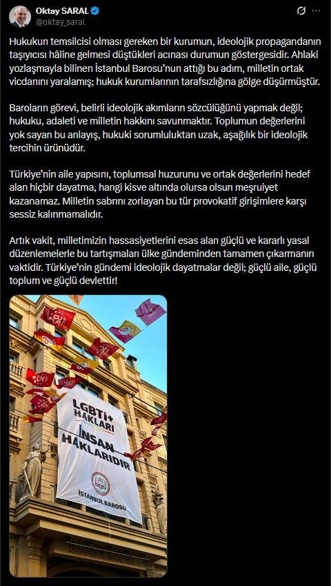 Saray danışmanı bu kez de İstanbul Barosu'nu hedef aldı: Milletin sabrını zorlayan provokatif girişimler... - Resim : 2