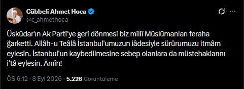 Cübbeli Ahmet AKP'nin Üsküdar 'zaferini' böyle tebrik etti - Resim : 3