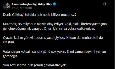 Son Dakika | İmamoğlu'ndan Deniz Göktaş'ın tutuklanmasına ilk tepki: El mi yaman bey mi yaman göreceğiz - Resim : 1