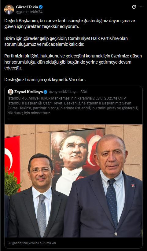 Mahkeme kararıyla görevden alınan Gürsel Tekin'den ilk açıklama - Resim : 2