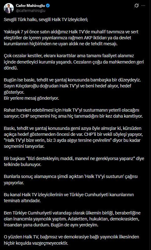 Halk TV'yi hedef gösteren Kılıçdaroğlu'na Cafer Mahiroğlu'ndan yanıt - Resim : 2