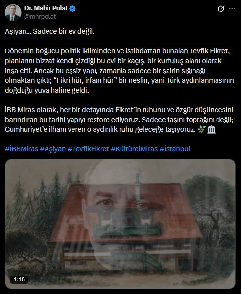Mahir Polat duyurdu: Tevfik Fikret'in Aşiyan'ı restore ediliyor - Resim : 1