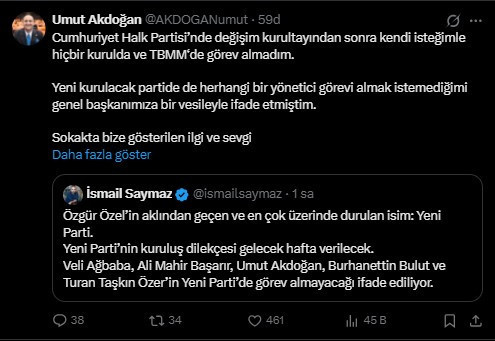 Yeni partide olmayacak iddiasına Umut Akdoğan'dan açıklama - Resim : 1